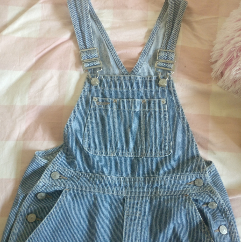 Striped Wide Leg Jean Overalls